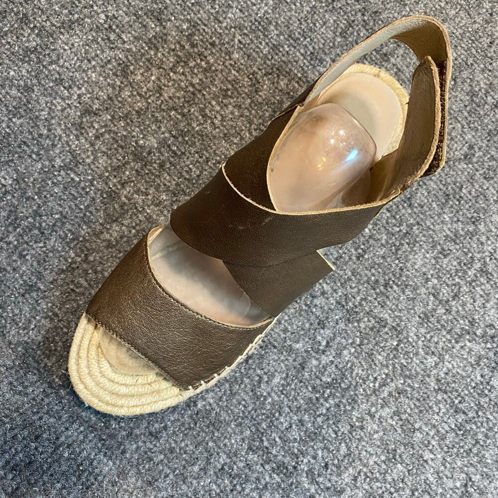 Eileen Fisher Willow Espadrille Wedge Ankle Sandal Bronze Leather Crisscross 8.5